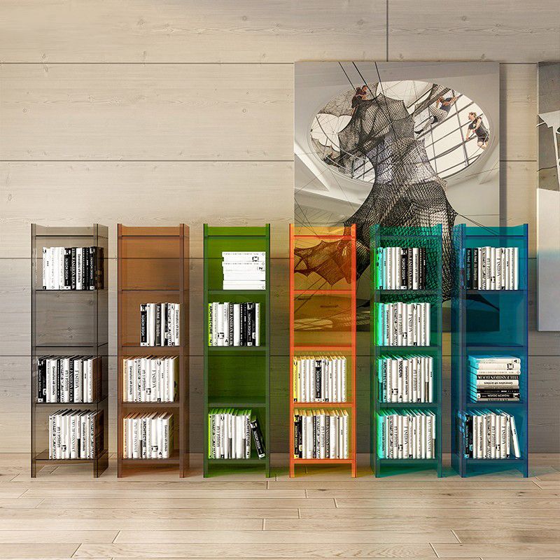 Glam Style Acrylic Standard Bookcase Vertical Closed Back Bookshelf Clearhalo 'Bookcases' 'furn' 'furn_bookcases' 'Furniture' 'furniture_bookcases' 'Office Furniture' 1200x1200_cc6f121e-33fe-41e1-a175-f0a34a4b5b45