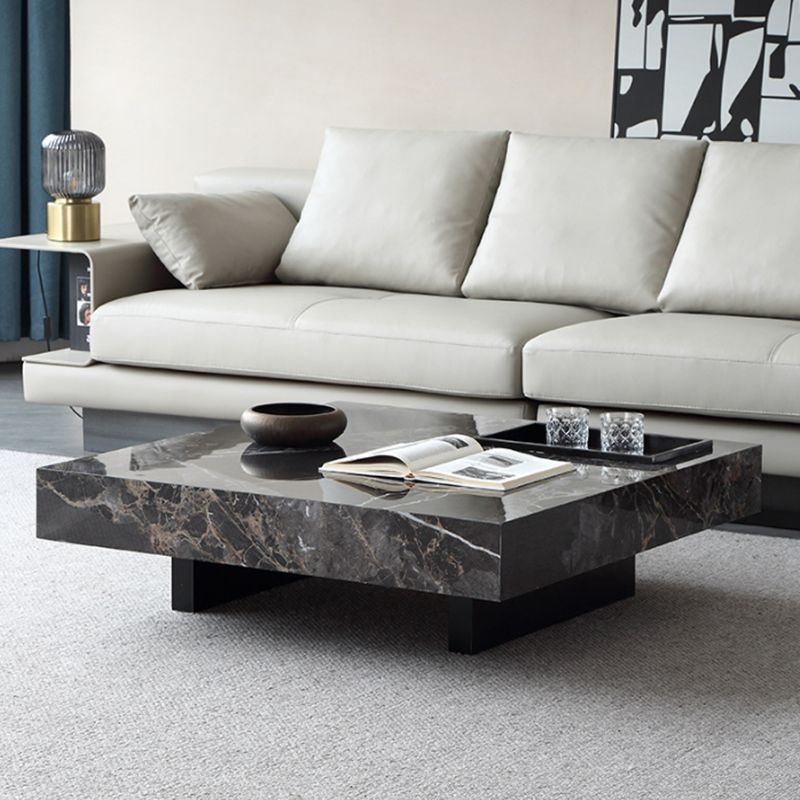 Glam Square Slate Coffee Table Stainless Steel Sled Cocktail Table Clearhalo 'Coffee & Accent Tables' 'Coffee Tables' 'coffee_tables' 'furn' 'furn_coffee_tables' 'Furniture' 'Living Room Furniture' 1200x1200_cc6ff89b-e119-4e3a-af00-07f21ae564b6