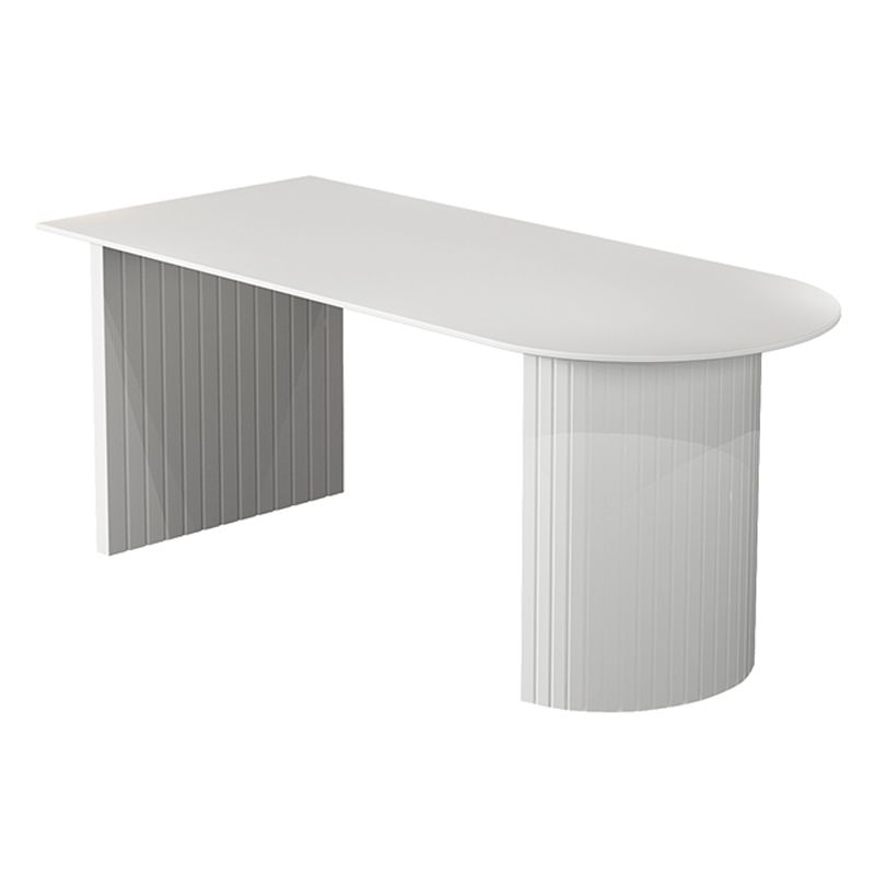 Modern Oval Dining Table Wood Double Pedestal Home Kitchen Dinner Table in White Clearhalo 'Dining Tables & Seating' 'Dining Tables' 'dining_table' 'furn' 'furn_dining_table' 'Furniture' 'furniture_dining_table' 'Kitchen & Dining Furniture' 'kitchen' 'kitchen_dining_table' 1200x1200_cc714146-3240-4f5f-b931-2791e1e1d596