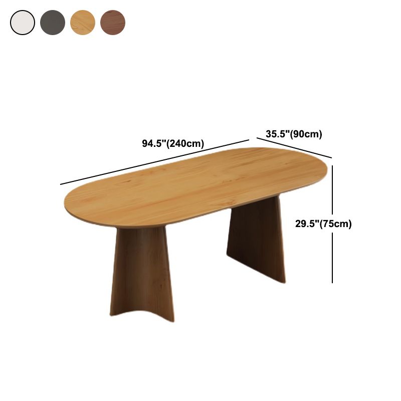 Mesa de comedor ovalada de madera maciza, muebles modernos con pedestal doble en acabado mate para interiores