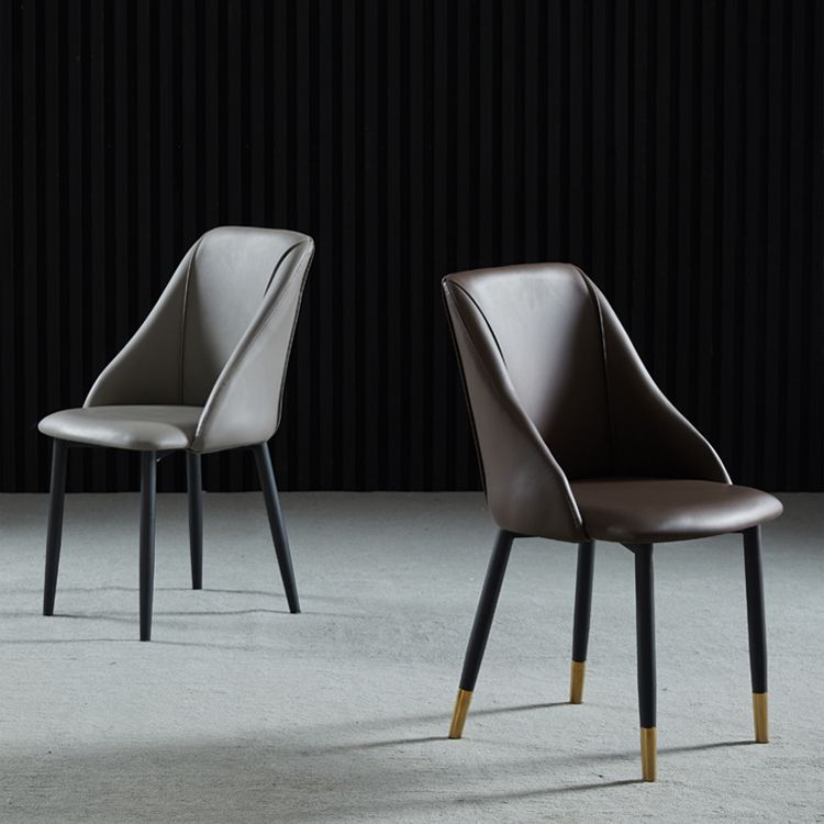 Leather Upholstered Armless Dining Chairs Home Side Chairs with Metal Legs Clearhalo ' kitchen&dining_furn' 'Dining Chairs' 'Dining Tables & Seating' 'dining_chair' 'furn' 'furn_dining_chair' 'Furniture' 'furniture_dining_chair' 'Kitchen & Dining Furniture' 'kitchen' 1200x1200_cc7247dd-fb0b-45ec-8795-79f63a0dde77