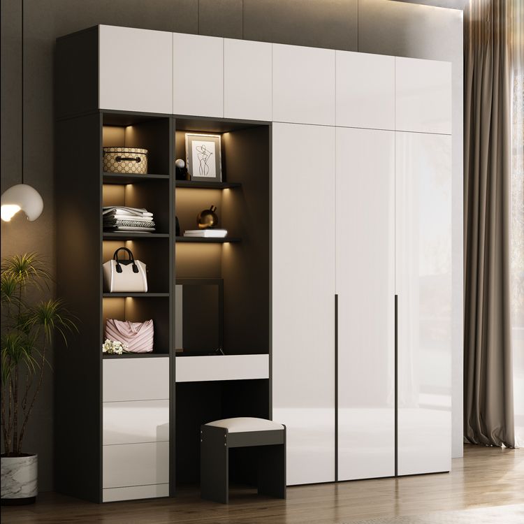 Engineered Wood Wardrobe Closet Contemporary Hinged Wardrobe Armoire Clearhalo 'Armoires & Wardrobes' 'armoires_wardrobes' 'Bedroom Furniture' 'furn' 'furn_armoires_wardrobes' 'Furniture' 1200x1200_cc72687c-142b-407d-a810-c68683804792