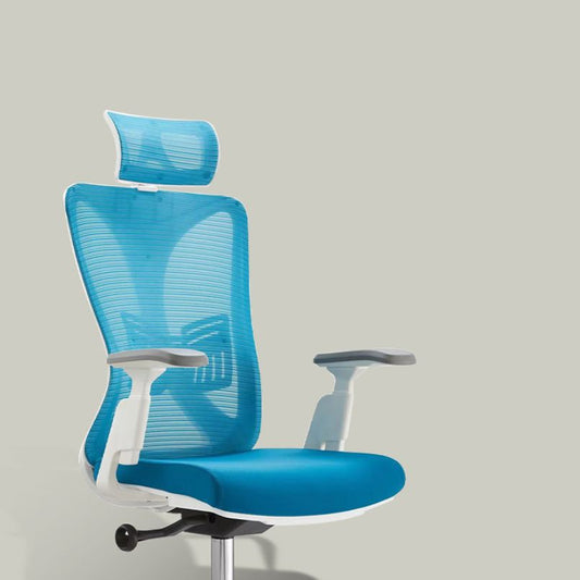 Sedia da scrivania moderna sedia per computer a maglie sedia a schienale in alto in blu