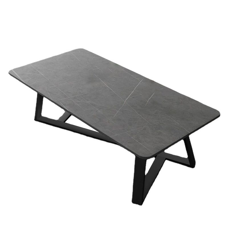 Glam Stone Coffee Table with Black Steel Base and Rectangle Top Clearhalo 'Coffee & Accent Tables' 'Coffee Tables' 'coffee_tables' 'furn' 'furn_coffee_tables' 'Furniture' 'Living Room Furniture' 1200x1200_cc7411e7-985d-4f09-8c5d-327613785ca2
