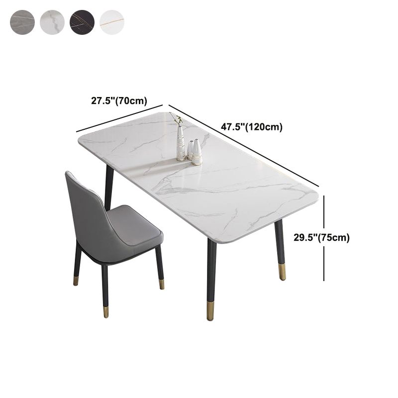 Rectangular Sintered Stone Dining Table Luxury Furniture with 4 Legs in Matte Finish Home Clearhalo 'Dining Tables & Seating' 'Dining Tables' 'dining_table' 'furn' 'furn_dining_table' 'Furniture' 'Kitchen & Dining Furniture' 1200x1200_cc741b5b-071c-46b4-b748-5f53d77a2b1c