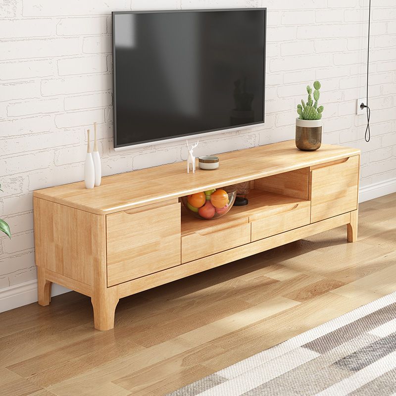 Modern TV Media Stand 15" W Rubberwood TV Stand Console with Drawers Clearhalo 'furn' 'furn_tv_stands_entertainment_centers' 'Furniture' 'Living Room Furniture' 'TV Stands & Entertainment Centers' 'TV Stands & Media Storage Furniture' 'tv_stands_entertainment_centers' 1200x1200_cc744e2e-561d-4d11-b1e1-b53ee194f1cd