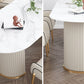 Oval Double Pedestal Contemporary Dining Table White Fixed Table of Sintered Stone Clearhalo ' dining_table' 'Dining Tables & Seating' 'Dining Tables' 'furn' 'furn_dining_table' 'Furniture' 'furniture_dining_table' 'Kitchen & Dining Furniture' 'kitchen&dining_furn' 'kitchen' 'kitchen_dining_table' 1200x1200_cc753625-4689-4d63-be46-d5f4c7d5647c