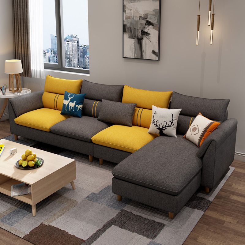 Slipcovered L-Shape Sectionals Removable Cushions Sofa with Ottoman Included Clearhalo 'furn' 'furn_sectionals' 'Furniture' 'furniture_sectionals' 'kitchen' 'kitchen_sectionals' 'Living Room Furniture' 'Sectionals' 1200x1200_cc761743-c330-4f0c-b879-a4153e3410f1