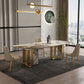 Luxury Sintered Stone Top Dining Table Rectangle Table with Metal and Stone Double Pedestal in Gold Clearhalo ' dining_table' 'Dining Tables & Seating' 'Dining Tables' 'furn' 'furn_dining_table' 'Furniture' 'furniture_dining_table' 'Kitchen & Dining Furniture' 'kitchen&dining_furn' 'kitchen' 'kitchen_dining_table' 1200x1200_cc776c6f-b416-461d-a345-9357c6ba30ca