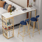 Glam Rectangle Faux Marble Bistro Table Gold Double Pedestal Bar Dining Table with 3-Shelf Clearhalo 'Bar Furniture' 'Bar Tables' 'bar_tables' 'furn' 'furn_bar_tables' 'Furniture' 'furniture_bar_tables' 'Kitchen & Dining Furniture' 'kitchen&dining_furn' 'kitchen' 1200x1200_cc78607e-f5d2-4dd9-bb4b-4c4be41f8a5f