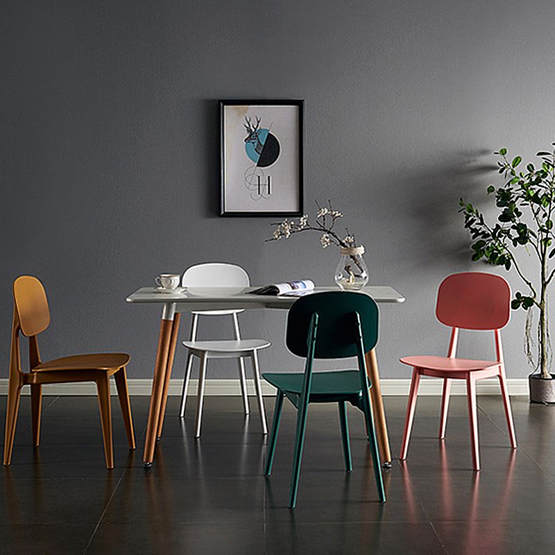 Scandinavian Plastic Armless Dining Chairs Open Back Side Chair (Set of 4) Clearhalo ' kitchen&dining_furn' 'Dining Chairs' 'Dining Tables & Seating' 'dining_chair' 'furn' 'furn_dining_chair' 'Furniture' 'furniture_dining_chair' 'Kitchen & Dining Furniture' 'kitchen' 1200x1200_cc789fd3-f8d6-41b7-84c7-2b3e9e1e6679