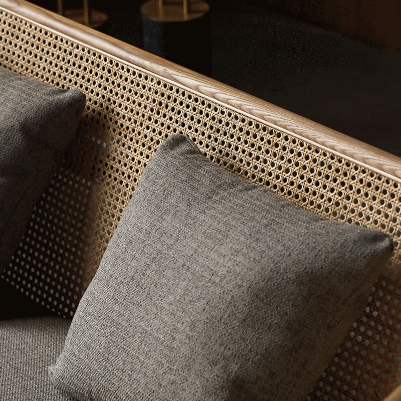 Hanged Arm Stoffsofa in grauem tropischen Sofa mit Bolsterkissen