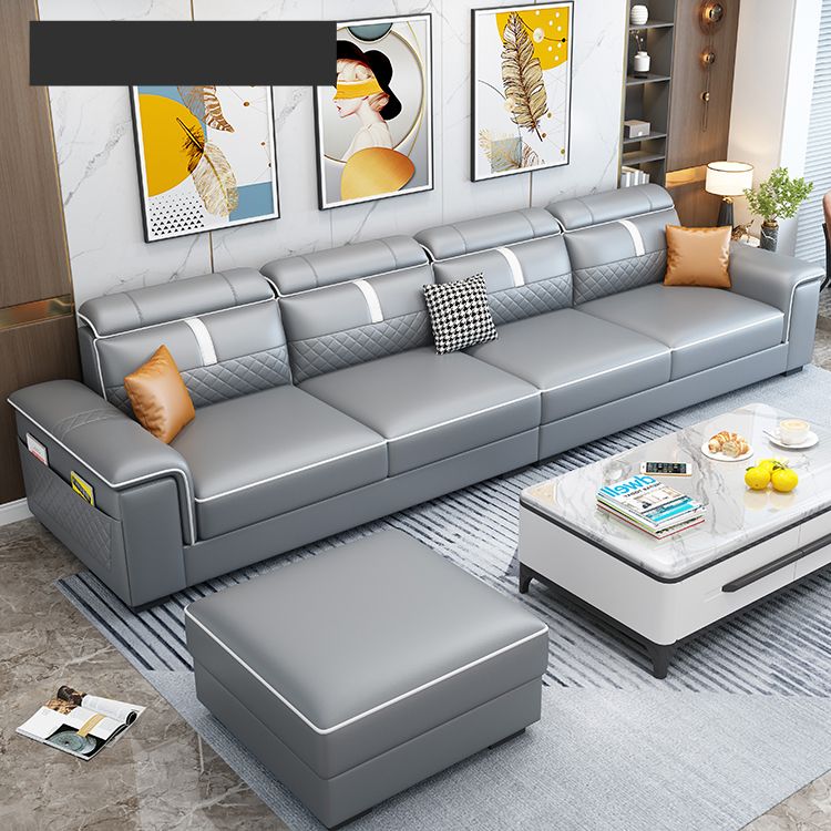 ピロートップアームソファ35.43 "高フェイクレザーソファステイン耐性