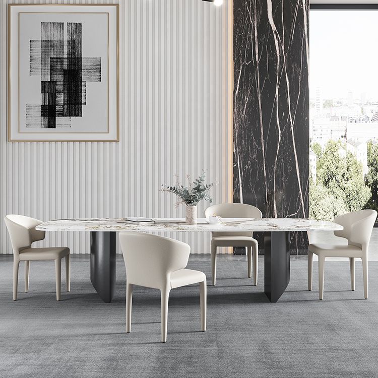 Modern 1/4/5/7 Pieces Rectangle Dining Set Sintered Stone Dining Table with Chairs Clearhalo 'Dining Room Sets' 'Dining Tables & Seating' 'dining_room_set' 'furn' 'furn_dining_room_set' 'Furniture' 'furniture_dining_room_set' 'Kitchen & Dining Furniture' 1200x1200_cc7a4ef5-cd42-4d30-ac5d-88d5534740e6