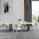 Modern 1/4/5/7 Pieces Rectangle Dining Set Sintered Stone Dining Table with Chairs Clearhalo 'Dining Room Sets' 'Dining Tables & Seating' 'dining_room_set' 'furn' 'furn_dining_room_set' 'Furniture' 'furniture_dining_room_set' 'Kitchen & Dining Furniture' 1200x1200_cc7a4ef5-cd42-4d30-ac5d-88d5534740e6