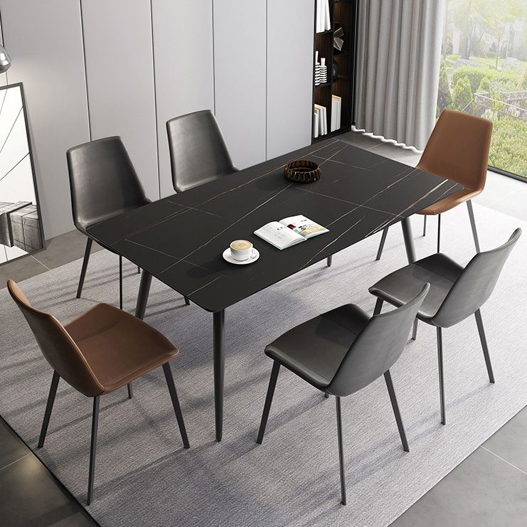 Rectangle Industrial Dining Room Table Sintered Stone Table with 4 Black Legs Clearhalo ' dining_table' 'Dining Tables & Seating' 'Dining Tables' 'furn' 'furn_dining_table' 'Furniture' 'furniture_dining_table' 'Kitchen & Dining Furniture' 'kitchen&dining_furn' 'kitchen' 'kitchen_dining_table' 1200x1200_cc7b1de5-9bb9-4b89-a78a-269c81891f31