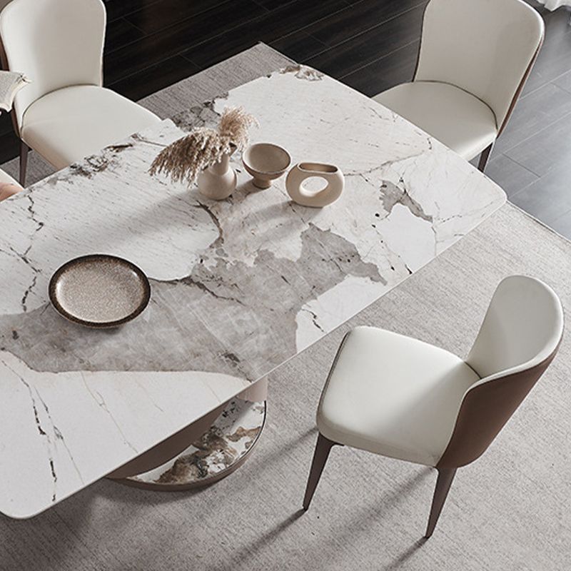 Glam Sintered Stone Dining Table Dining Rectangle Table with Metal Leg Clearhalo 'Dining Tables & Seating' 'Dining Tables' 'dining_table' 'furn' 'furn_dining_table' 'Furniture' 'Kitchen & Dining Furniture' 1200x1200_cc7b8934-43a0-4b73-9e69-4473fa6b3550