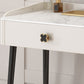 Contemporary Stone Vanity Dressing Table Set with Stool in White of 29.53" H