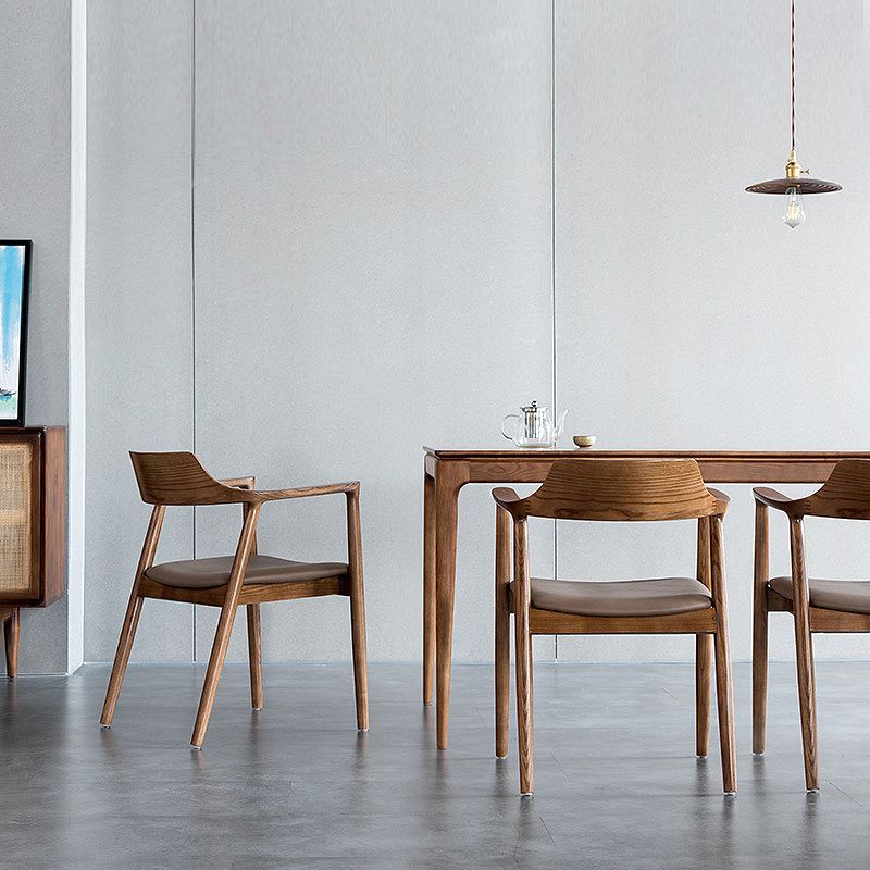 Traditional Wood Dining Arm Chair Faux Leather Dining Chairs for Home Use Clearhalo ' kitchen&dining_furn' 'Dining Chairs' 'Dining Tables & Seating' 'dining_chair' 'furn' 'furn_dining_chair' 'Furniture' 'furniture_dining_chair' 'Kitchen & Dining Furniture' 'kitchen' 1200x1200_cc7dc3d4-5c4b-49d1-90e7-dac5f46f471c