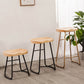 Modern Armless Backless Counter Stool Iron Bar Stool with Wooden Seat