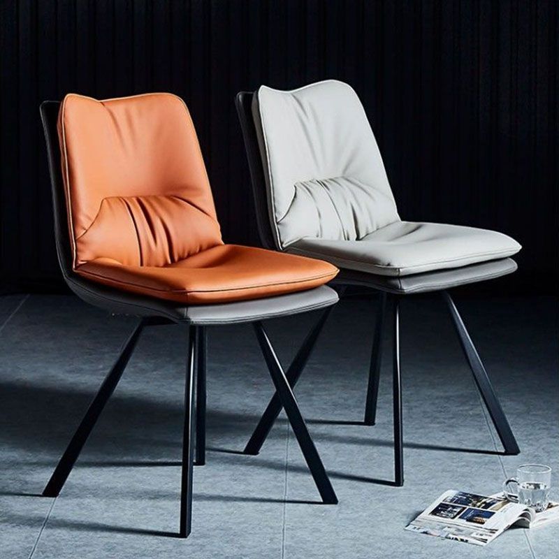 Industrial Design Armless Solid Back Chair Faux Leather Side Chair Clearhalo 'Dining Chairs' 'Dining Tables & Seating' 'dining_chair' 'furn' 'furn_dining_chair' 'Furniture' 'furniture_dining_chair' 'Kitchen & Dining Furniture' 1200x1200_cc7e0461-2066-4ce7-bd3a-3b6c0d885c3d