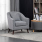 26.77" L * 27.55" W * 32.67" H Bonded Leather Barrel Accent Chair Sloped Arms Barrel Chair Clearhalo 'Accent Chairs' 'accent_chairs' 'Chairs & Seating' 'furn' 'furn_accent_chairs' 'Furniture' 'furniture_accent_chairs' 'Living Room Furniture' 1200x1200_cc7f8019-8a11-40d2-9bf2-9c290a75070d