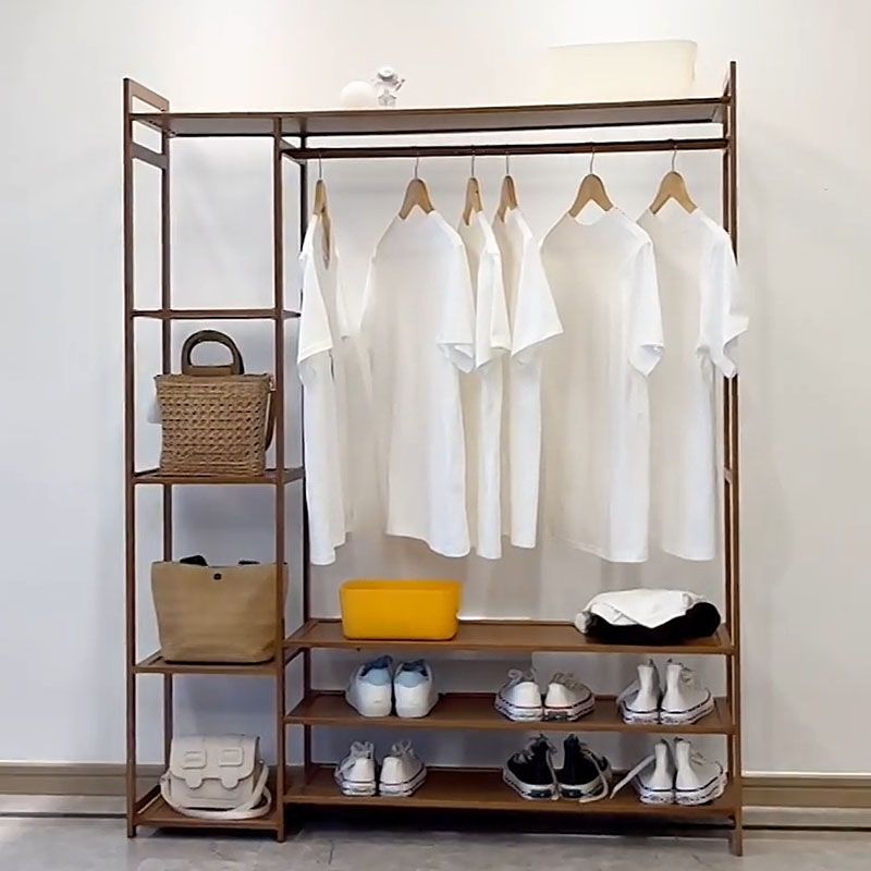 伝統的な服ハンガー貯蔵庫付きのソリッドウッドコートラック