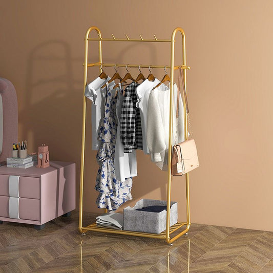 Glam Coat Rack Metal Framed Hanging Rail and Lower Shelf Coat Hanger Clearhalo 'Entry & Mudroom Furniture' 'furn' 'furn_hall_tree_coat_racks' 'Furniture' 'Hall Trees & Coat Racks' 'hall_tree_coat_racks' 1200x1200_cc860614-38a4-46b7-b9d6-07f6f04e55cb