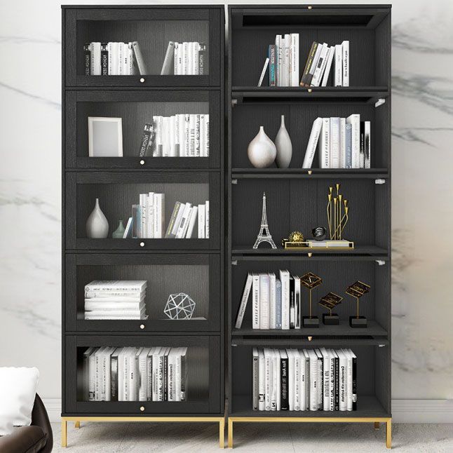 Glam Manufactured Wood Standard Bookcase Vertical Bookcase with Glass Doors Clearhalo 'Bookcases' 'furn' 'furn_bookcases' 'Furniture' 'furniture_bookcases' 'kitchen' 'kitchen_bookcases' 'Living Room Furniture' 'Office Furniture' 1200x1200_cc866a47-47a6-480b-af86-bc8c20e2c462