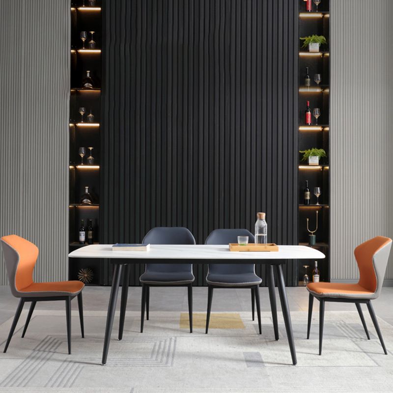 Contemporary Table Set with Sintered Stone Table and Upholstered Chairs Clearhalo 'Dining Room Sets' 'Dining Tables & Seating' 'dining_room_set' 'furn' 'furn_dining_room_set' 'Furniture' 'furniture_dining_room_set' 'Kitchen & Dining Furniture' 'kitchen&dining_furn' 'kitchen' 1200x1200_cc87d2e9-8528-40de-92f8-c30fcdb0bb82