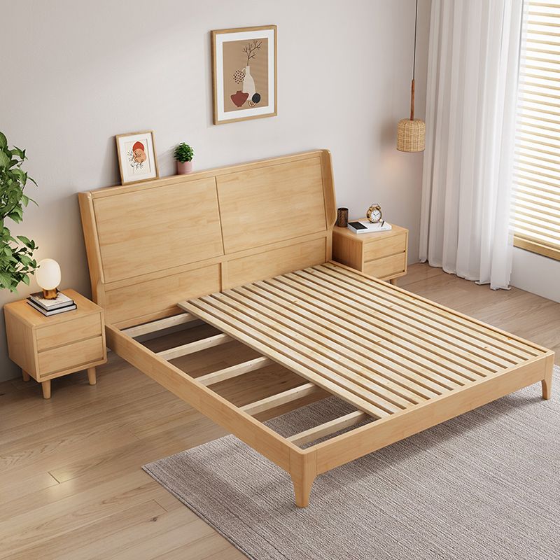 Solid Color Panel Bed Upholstered Headboard Scandinavian Standard Bed