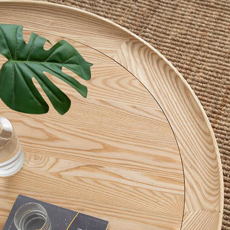 Wooden 1 Single Cocktail Table with Shelf Round Coffee Table