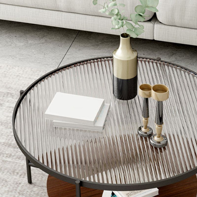 Modern Single Coffee Table Round Glass Coffee Table with 4 Legs