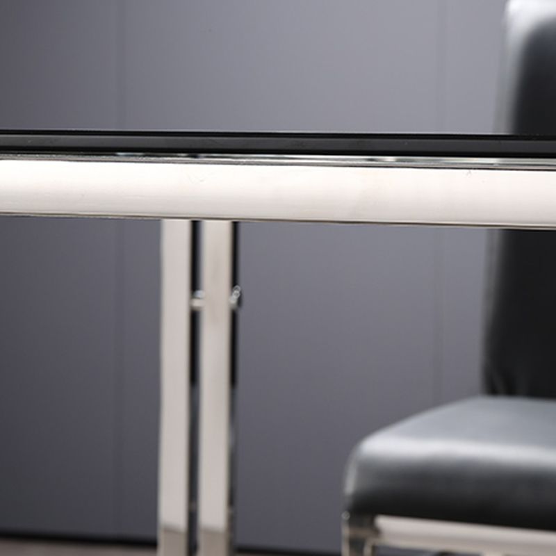 Contemporary Style Tempered Glass Top Dining Table 4 Legs Table for Dining Room Clearhalo ' dining_table' 'Dining Tables & Seating' 'Dining Tables' 'furn' 'furn_dining_table' 'Furniture' 'furniture_dining_table' 'Kitchen & Dining Furniture' 'kitchen&dining_furn' 'kitchen' 'kitchen_dining_table' 1200x1200_cc8a1609-85bd-40e4-88d6-8e1966becd94