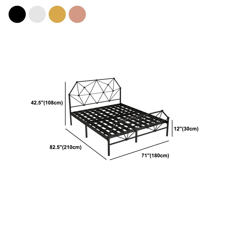 Glam Metallic Standard Bed,  Open-Frame Headboard Bed Frame with  Footboard