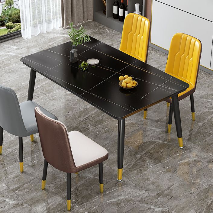 Glam Standard Rectangle Shape Table Sintered Stone Kitchen Dining Table with 4 Legs Base Clearhalo ' dining_table' 'Dining Tables & Seating' 'Dining Tables' 'furn' 'furn_dining_table' 'Furniture' 'furniture_dining_table' 'Kitchen & Dining Furniture' 'kitchen&dining_furn' 'kitchen' 'kitchen_dining_table' 1200x1200_cc8cf04e-ac68-48e5-9bd3-521bc78fee58