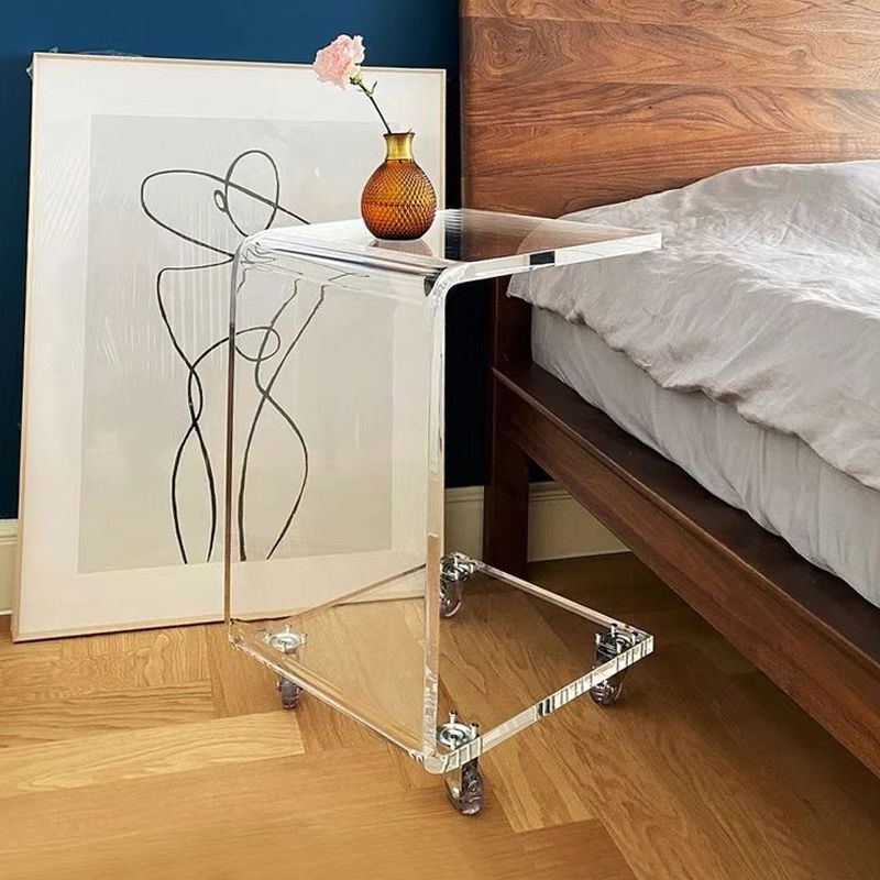 Tavolo da notte acrilico stile moderno comodino minimalista con pulegge