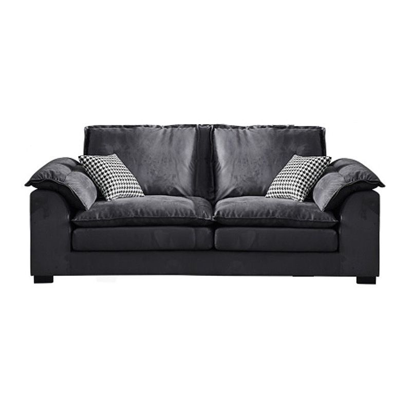 Fabric Pillow Top Arm Sectional 29.53"High Cushion Back Sofa, Black Clearhalo 'furn' 'furn_sectionals' 'Furniture' 'furniture_sectionals' 'Living Room Furniture' 'Sectionals' 1200x1200_cc8e2732-aa5f-4373-8f74-a7530d0adb61