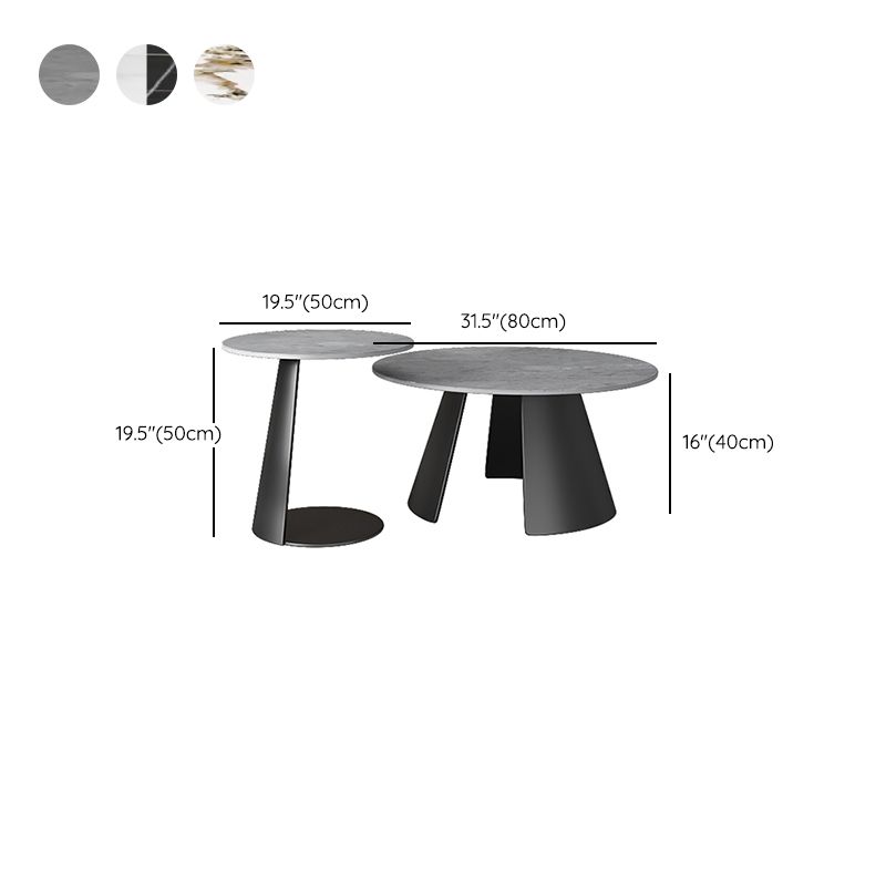 Modern Slate Coffee Table Round Bunching Coffee Table Sets for Living Room Clearhalo 'Coffee & Accent Tables' 'Coffee Tables' 'coffee_tables' 'furn' 'furn_coffee_tables' 'Furniture' 'Living Room Furniture' 1200x1200_cc8edf58-d732-48c4-bc34-00fc7de8cb36