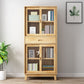 Contemporary Shelf Bookcase Pine Bookshelf with Doors for Living Room