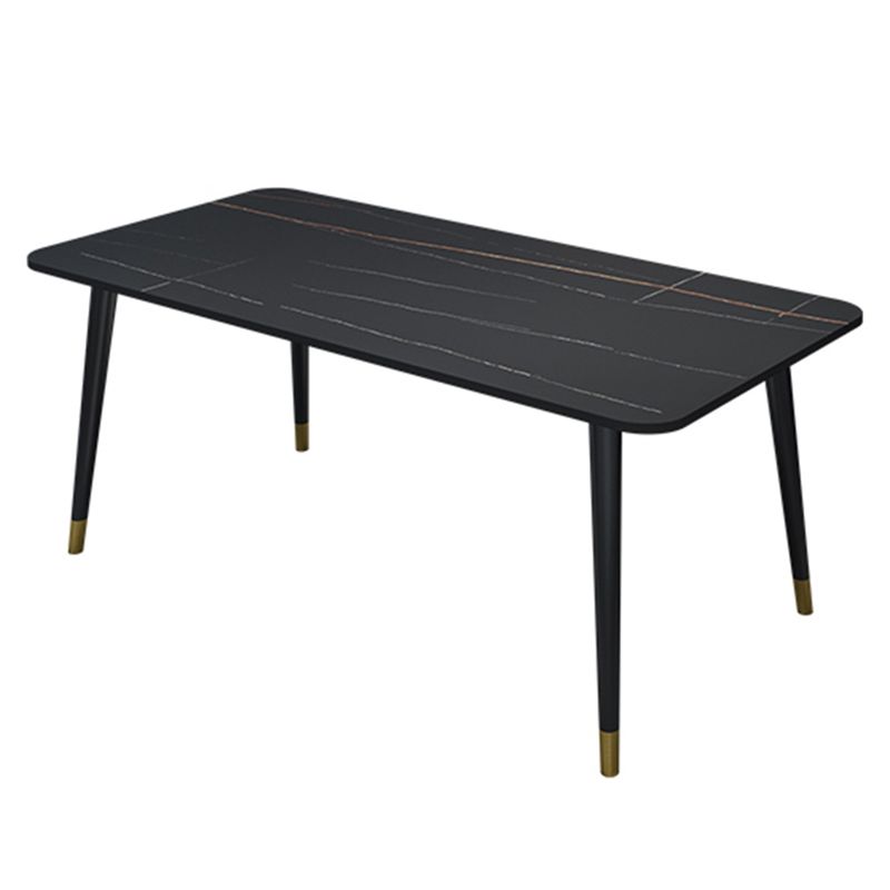 Black Rectangle Dining Table Set 1/2/5/7 Pieces Stone and Metal Dinette Set Clearhalo 'Dining Room Sets' 'Dining Tables & Seating' 'dining_room_set' 'furn' 'furn_dining_room_set' 'Furniture' 'Kitchen & Dining Furniture' 1200x1200_cc8fb92f-7fe4-48f0-ad50-76ceea141289