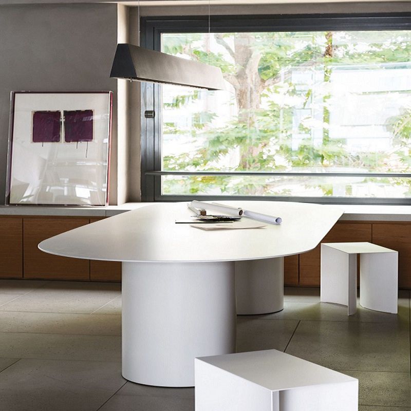 Contemporary Solid Wood Oval Shape Dining Table Kitchen Dining Table with Double Pedestal Base Clearhalo ' dining_table' 'Dining Tables & Seating' 'Dining Tables' 'furn' 'furn_dining_table' 'Furniture' 'furniture_dining_table' 'Kitchen & Dining Furniture' 'kitchen&dining_furn' 'kitchen' 'kitchen_dining_table' 1200x1200_cc9155e3-8393-40b0-bb53-6ed46b4f1cec
