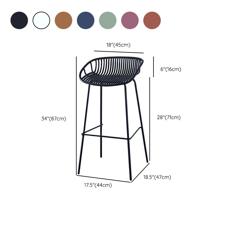 Nordic Backrest Counter Stool with Metal Base Plastic Armless Cafe Bar Chair with 4 Legs Clearhalo 'Bar Furniture' 'Bar Stools' 'bar_stools' 'furn' 'furn_bar_stools' 'Furniture' 'Kitchen & Dining Furniture' 1200x1200_cc92a9ac-0922-40d3-9b40-95cb2822708d
