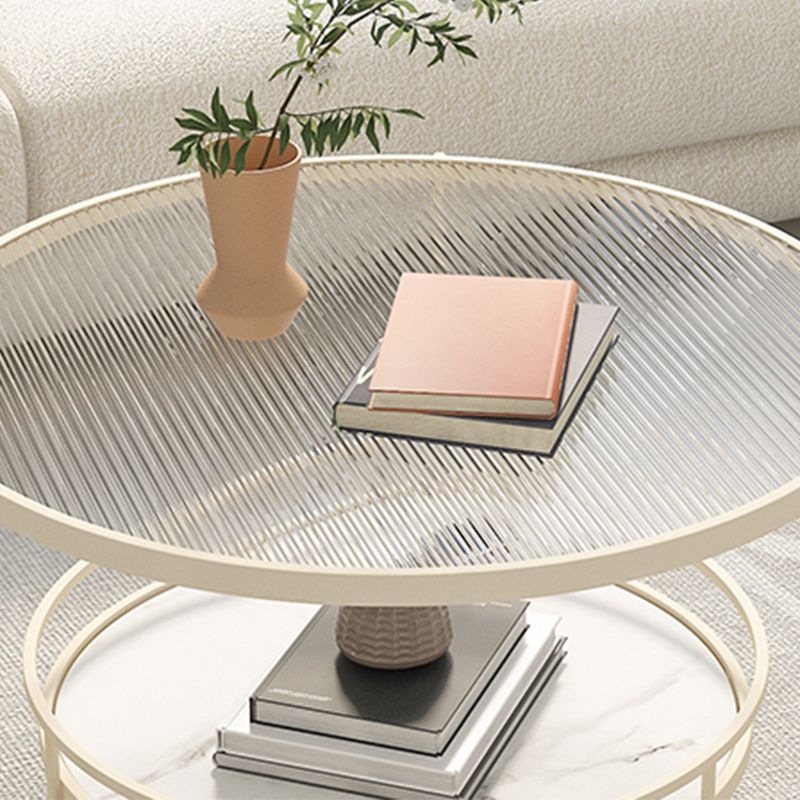Round Tropical Single Coffee Table No Distressing Glass Coffee Table with 3 Legs Clearhalo 'Coffee & Accent Tables' 'Coffee Tables' 'coffee_tables' 'furn' 'furn_coffee_tables' 'Furniture' 'Living Room Furniture' 1200x1200_cc93b58f-365d-4d1e-a7b6-dca7e8dff75a