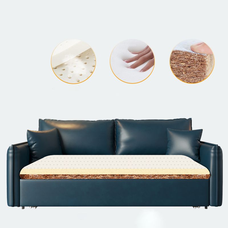 Modern Pillow Back Sleeper Sofa Blue Futon Sleeper Sofa Bed with Storage