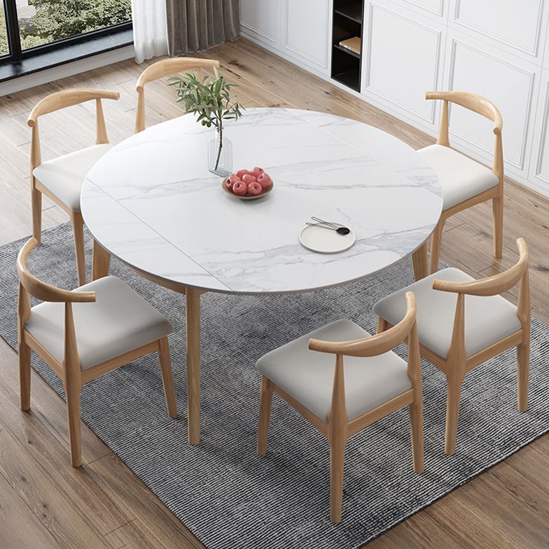 Modern White Round Shape Table Sintered Stone Top Standard Dining Table for Kitchen Clearhalo ' dining_table' 'Dining Tables & Seating' 'Dining Tables' 'furn' 'furn_dining_table' 'Furniture' 'furniture_dining_table' 'Kitchen & Dining Furniture' 'kitchen&dining_furn' 'kitchen' 'kitchen_dining_table' 1200x1200_cc9500a6-10ce-4781-ac8d-81e8a1b95787
