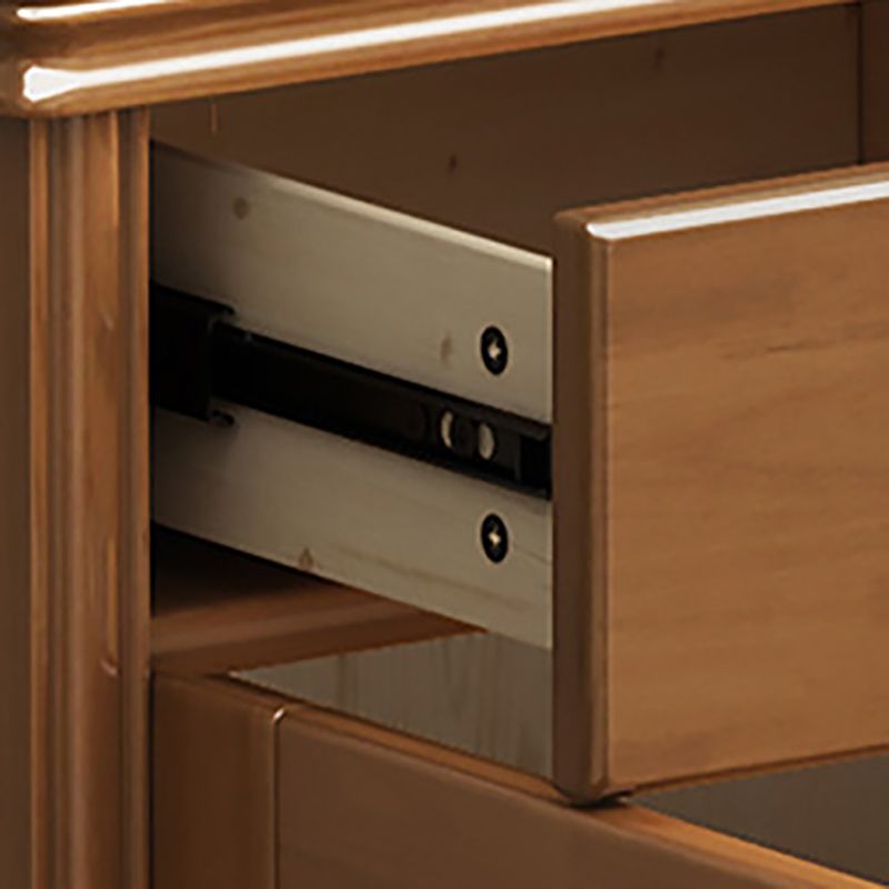 Mid-Century Modern Cabinet Rubberwood 2-Drawer with Shelves Grooves Accent Cabinet Clearhalo 'Cabinets & Chests' 'cabinets_chests' 'furn' 'furn_cabinets_chests' 'Furniture' 'Living Room Furniture' 1200x1200_cc97bc61-72f5-4ec6-aeea-cafb96d1aca9