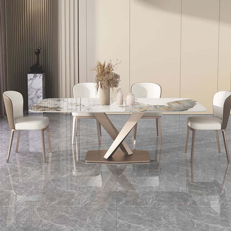 Metal Contemporary Rectangle Dining Table Sintered Stone Dining Table with Pedestal Base Clearhalo ' dining_table' 'Dining Tables & Seating' 'Dining Tables' 'furn' 'furn_dining_table' 'Furniture' 'furniture_dining_table' 'Kitchen & Dining Furniture' 'kitchen&dining_furn' 'kitchen' 'kitchen_dining_table' 1200x1200_cc98764f-2150-453a-8fd4-3ff8bebb91e4