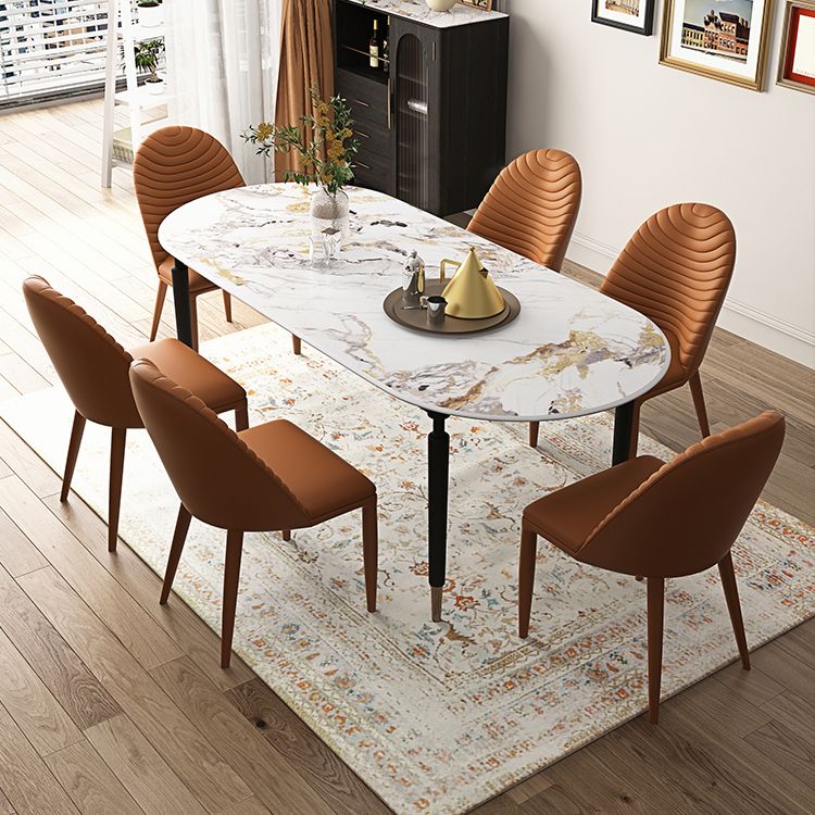 Minimalist Oval Sintered Stone Table Standard Dining Table for Kitchen Clearhalo ' dining_table' 'Dining Tables & Seating' 'Dining Tables' 'furn' 'furn_dining_table' 'Furniture' 'furniture_dining_table' 'Kitchen & Dining Furniture' 'kitchen&dining_furn' 'kitchen' 'kitchen_dining_table' 1200x1200_cc99a03e-a6a6-4b94-9930-6fb55b963951