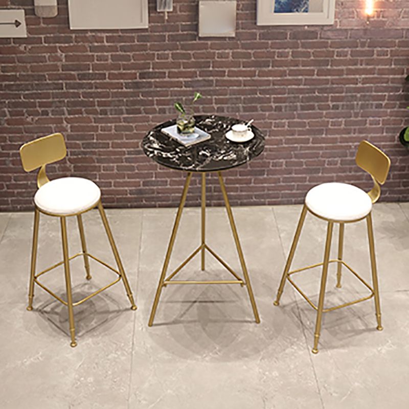 Glam Style Gold Iron Bar Table Round Top Marble Indoor Bistro Table - 23.6"W x 41.3"H Clearhalo 'Bar Furniture' 'Bar Tables' 'bar_tables' 'furn' 'furn_bar_tables' 'Furniture' 'furniture_bar_tables' 'Kitchen & Dining Furniture' 'kitchen&dining_furn' 'kitchen' 1200x1200_cc9a119c-9187-4464-a72e-eb6962379063